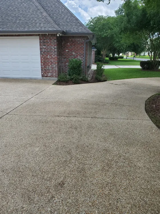 A clean concrete driveway